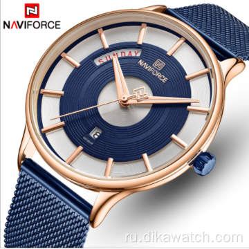 NAVIFORCE 3007 внешняя торговля новые модные индивидуальные часы из нержавеющей стали с сетчатым ремешком кварцевые часы